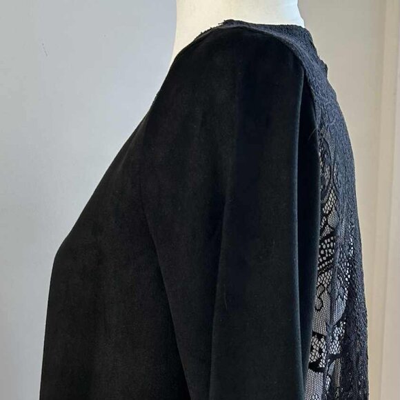 Vero Moda Black Eyelash Lace Back Raw Edges Suede-Touch Waterfall Jacket – EU S - Picture 7 of 11